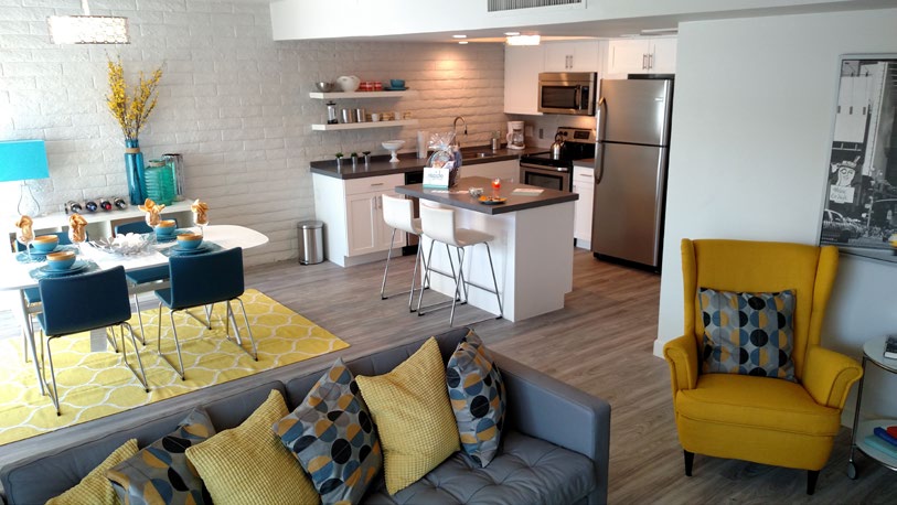 Renovated living and kitchen